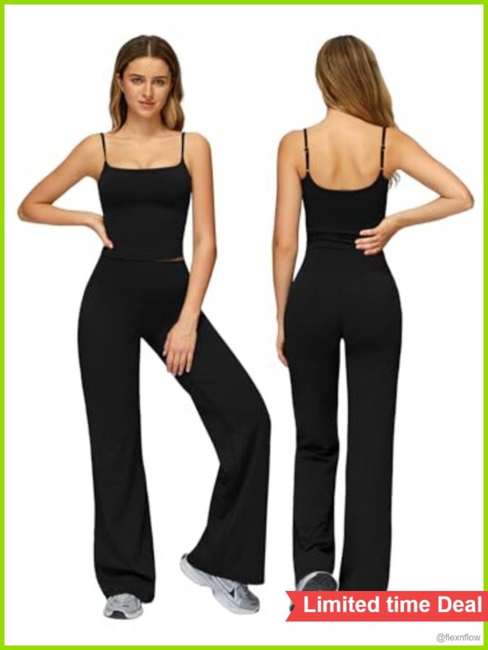 Two Piece Workout Set for Women Sport Bra Straight Leg Yoga Pants